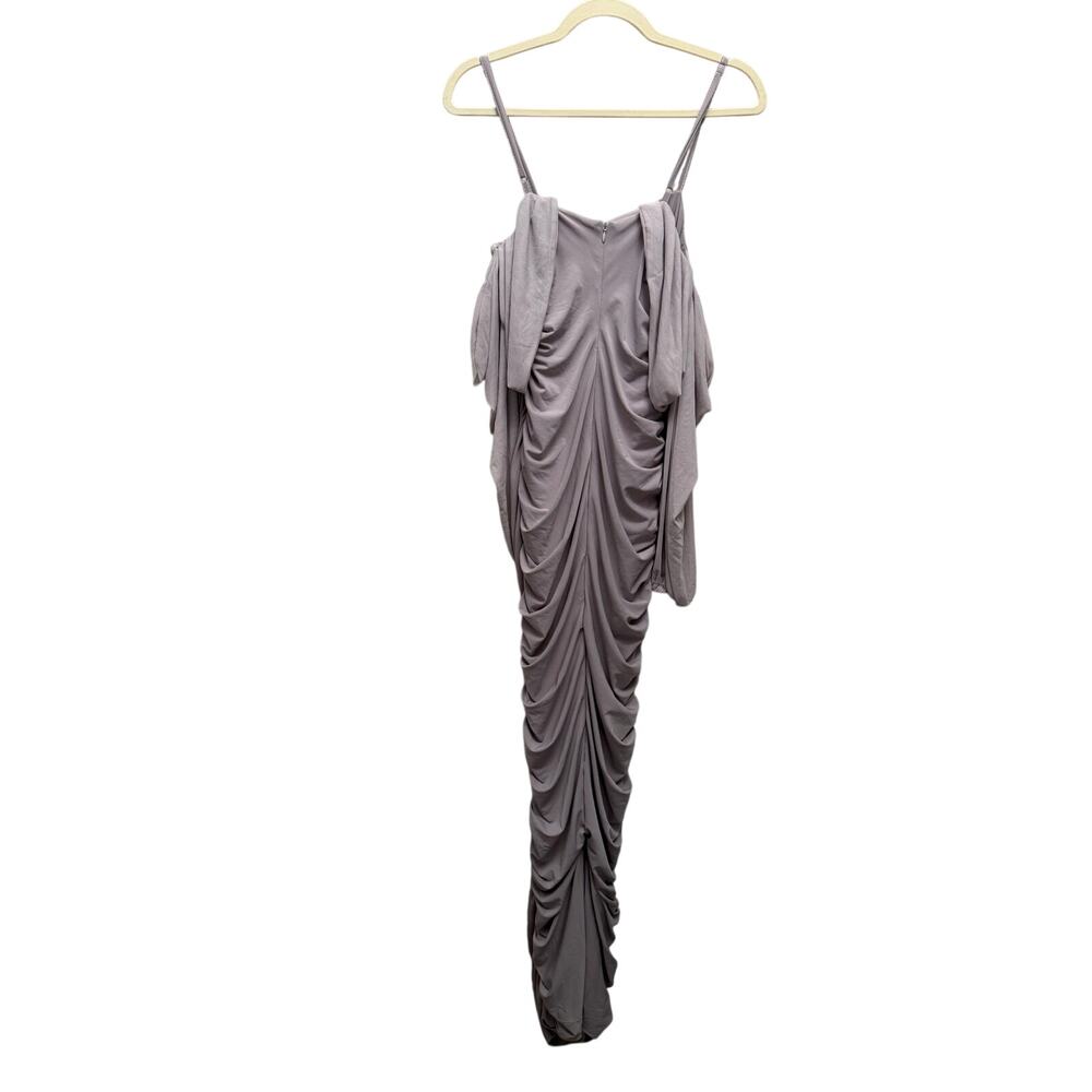 Club L London Announcement Taupe Ruched Bardot Maxi Maternity Dress US 6 UK 10 - Picture 1 of 4